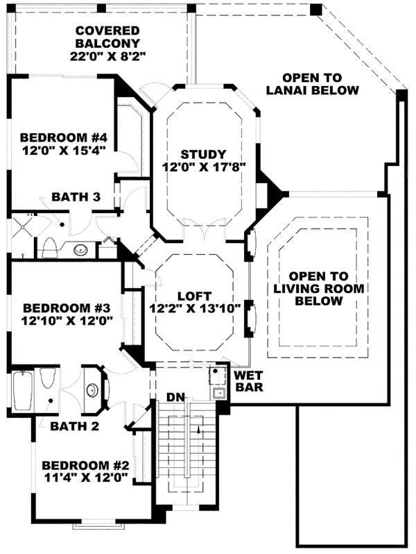 Dream House Plan - Mediterranean Floor Plan - Upper Floor Plan #1017-127