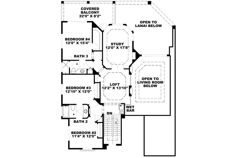 Home Plan - Floor Plan - Upper Floor for Mediterranean House Plan #1017-127 - 4 bed, 3.5 bath