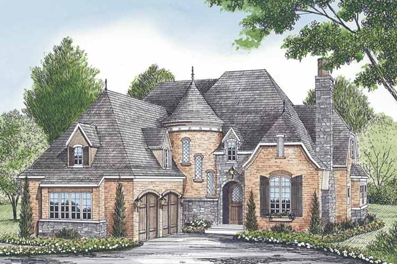 Architectural House Design - Exterior - Front Elevation 3 for European House Plan #453-580 - 3 bed, 3.5 bath