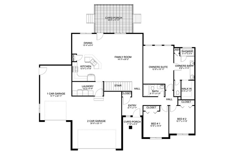 House Design - Floor Plan - Main Floor for Traditional House Plan #1060-221 - 3 bed, 2 bath