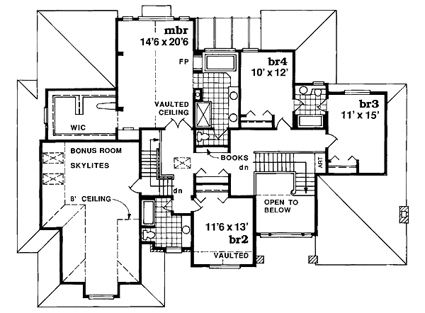 European Floor Plan - Upper Floor Plan #47-319