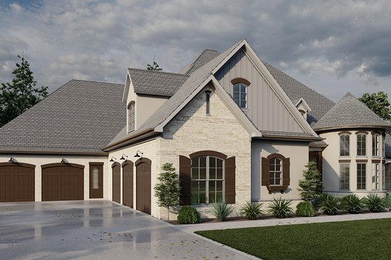 Exterior - Front Elevation 4 for European House Plan #923-298 - 6 bed, 7.5 bath