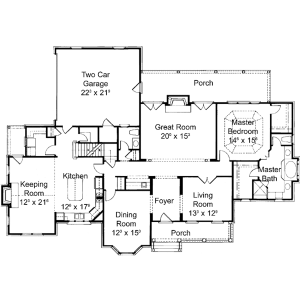Home Plan - Colonial Floor Plan - Main Floor Plan #429-179