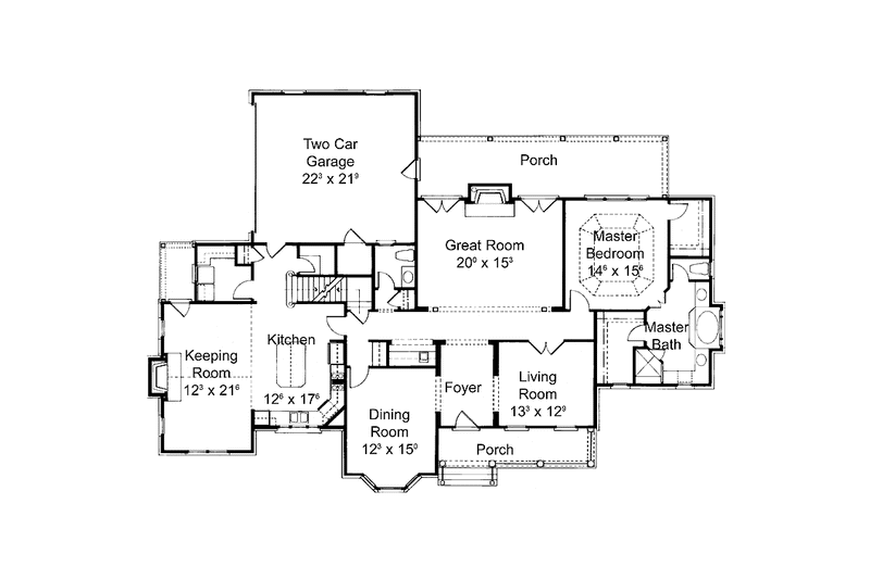 Dream House Plan - Floor Plan - Main Floor for Colonial House Plan #429-179 - 4 bed, 3.5 bath
