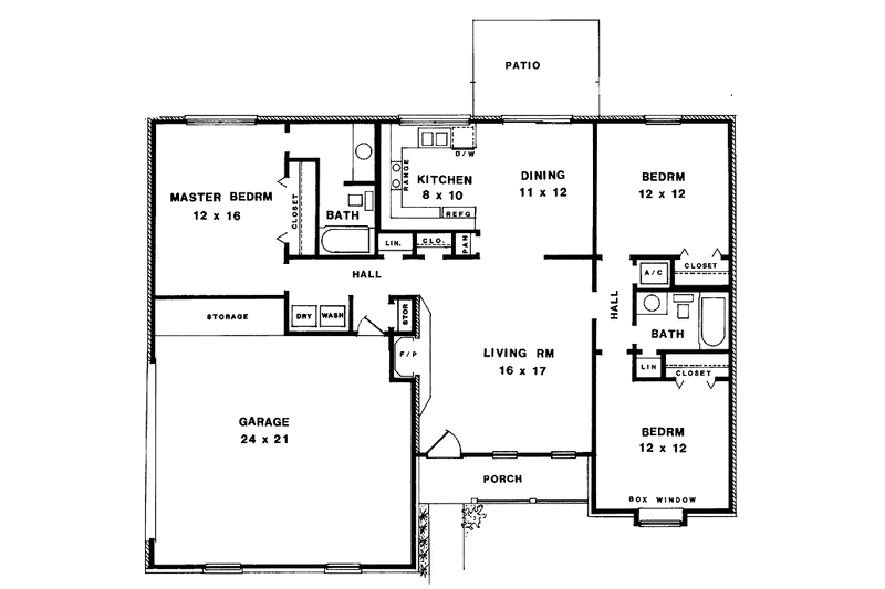Home Plan - Floor Plan - Main Floor for Country House Plan #14-264 - 3 bed, 2 bath
