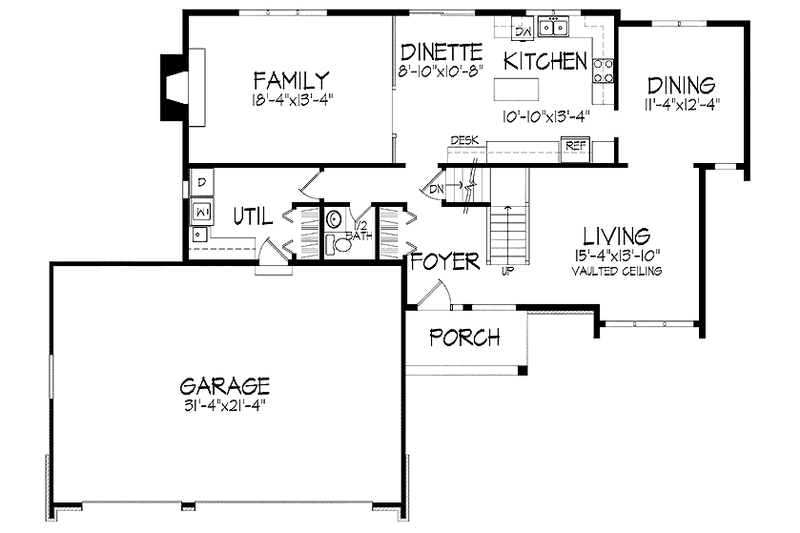 Home Plan - Floor Plan - Main Floor for Contemporary House Plan #51-760 - 3 bed, 2.5 bath