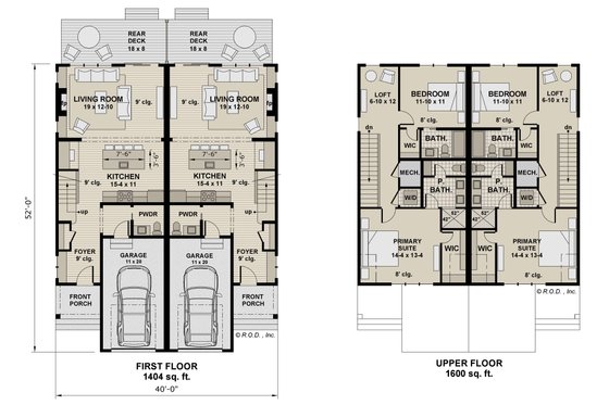 Floor Plan - Main Floor for Farmhouse House Plan #51-1315 - 2 bed, 2.5 bath