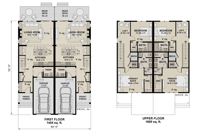 House Design - Floor Plan - Main Floor for Farmhouse House Plan #51-1315 - 2 bed, 2.5 bath