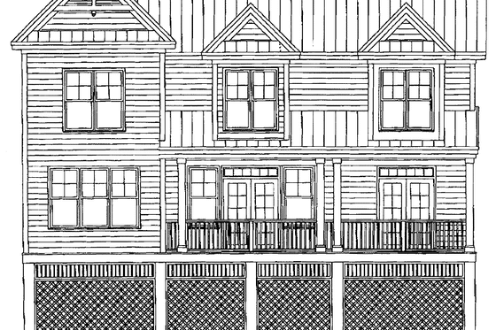 Exterior - Rear Elevation for Craftsman House Plan #929-419 - 3 bed, 3 bath