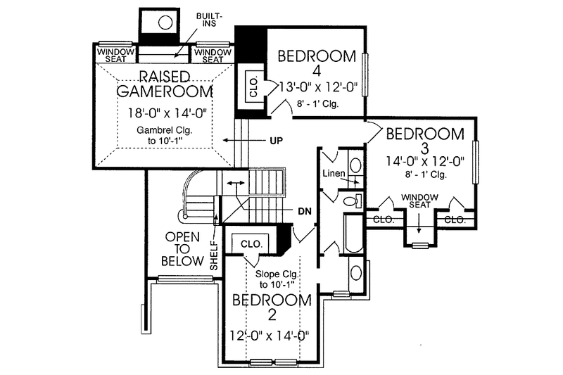 Architectural House Design - Floor Plan - Upper Floor for Country House Plan #974-45 - 4 bed, 2.5 bath