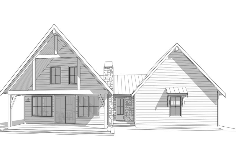House Plan Design - Exterior - Rear Elevation 1 for Cabin House Plan #1114-9 - 2 bed, 2 bath