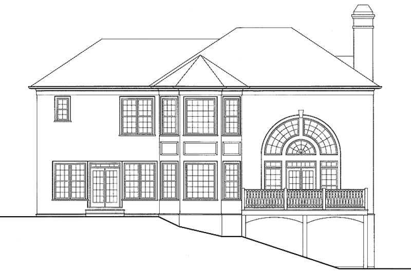 Home Plan - Exterior - Rear Elevation for Classical House Plan #54-192 - 4 bed, 3.5 bath