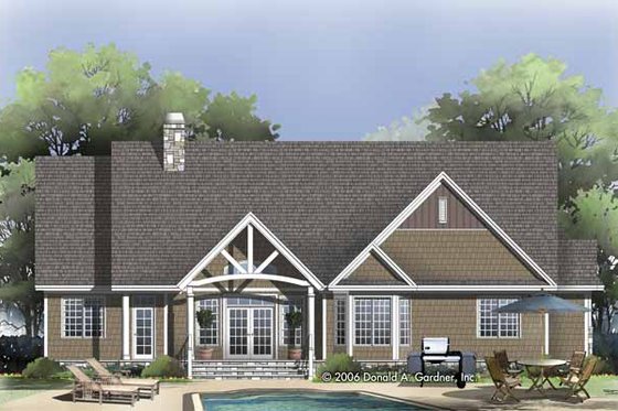 Exterior - Rear Elevation for Craftsman House Plan #929-827 - 4 bed, 3 bath