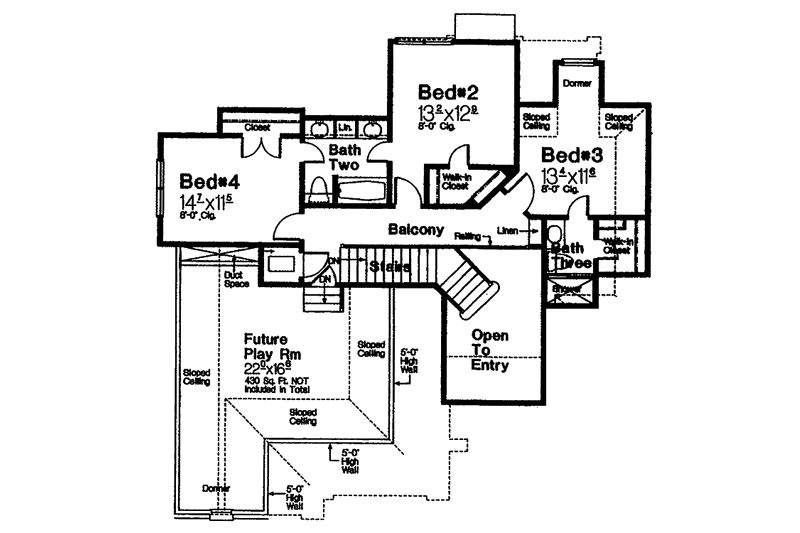 Home Plan - Floor Plan - Upper Floor for Traditional House Plan #310-1232 - 4 bed, 3.5 bath