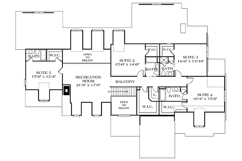 Dream House Plan - Floor Plan - Upper Floor for Country House Plan #453-241 - 5 bed, 5 bath