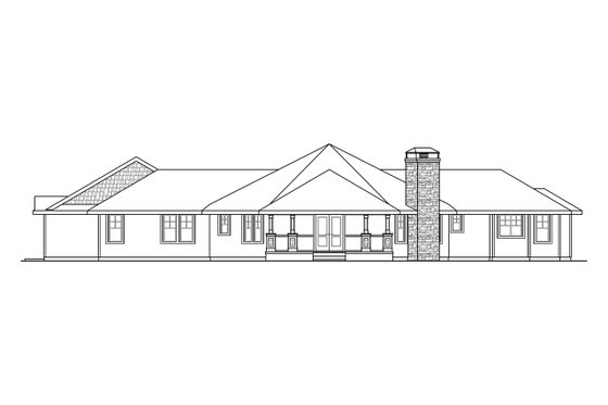 Exterior - Rear Elevation for Country House Plan #124-915 - 3 bed, 2.5 bath