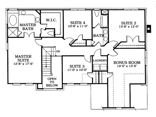 Architectural House Design - Colonial Floor Plan - Upper Floor Plan #453-479