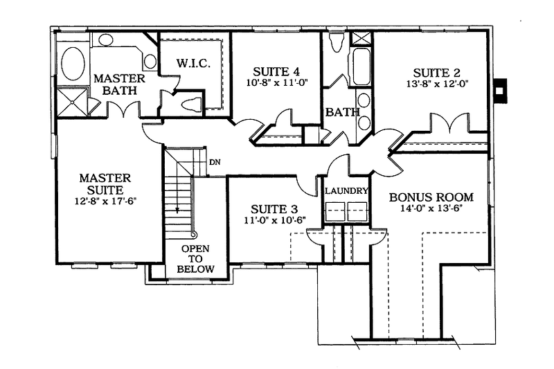 Home Plan - Floor Plan - Upper Floor for Colonial House Plan #453-479 - 5 bed, 2.5 bath