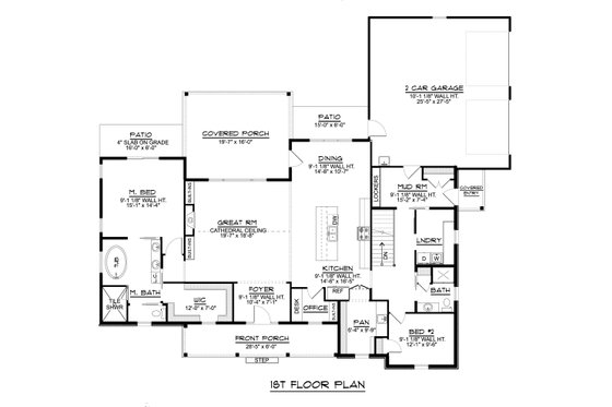Floor Plan - Main Floor for Farmhouse House Plan #1064-123 - 2 bed, 2 bath