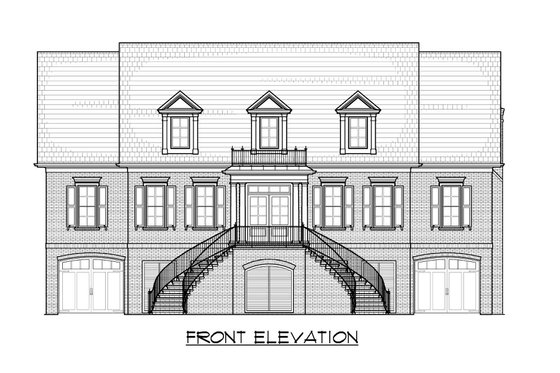 Exterior - Front Elevation 4 for Classical House Plan #1054-96 - 4 bed, 4.5 bath
