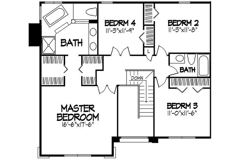 Home Plan - Floor Plan - Upper Floor for European House Plan #320-1447 - 4 bed, 2.5 bath
