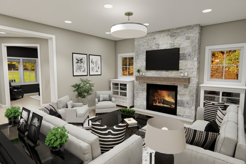 House Blueprint - Interior - Family Room for Bungalow House Plan #51-1405 - 3 bed, 2 bath