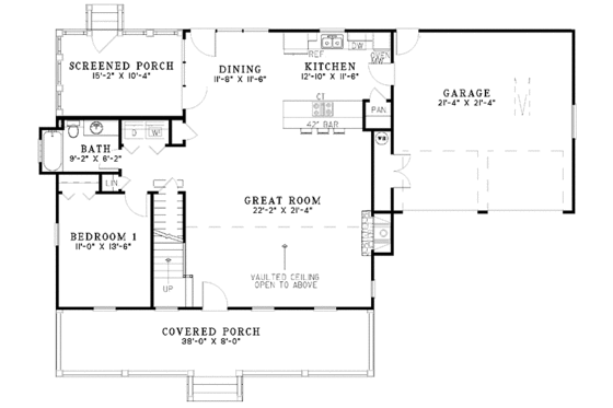 Floor Plan - Main Floor for Country House Plan #17-3240 - 2 bed, 2 bath