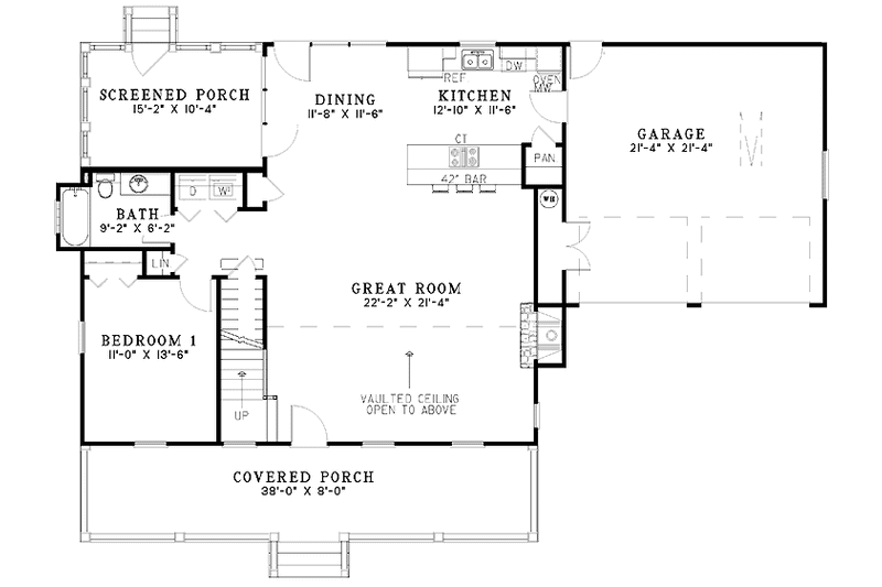Architectural House Design - Floor Plan - Main Floor for Country House Plan #17-3240 - 2 bed, 2 bath