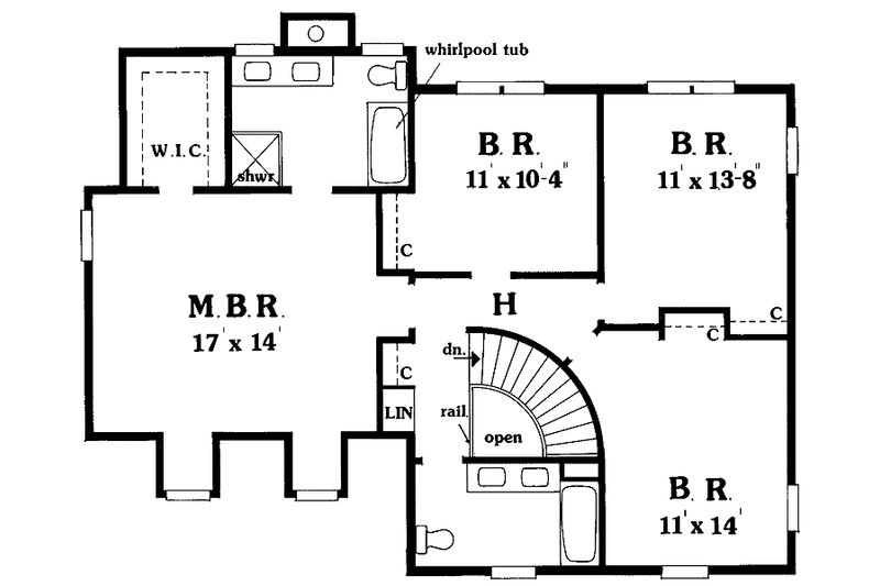 Home Plan - Floor Plan - Upper Floor for Country House Plan #314-239 - 4 bed, 2.5 bath