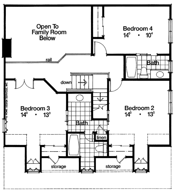 House Design - Classical Floor Plan - Upper Floor Plan #417-655