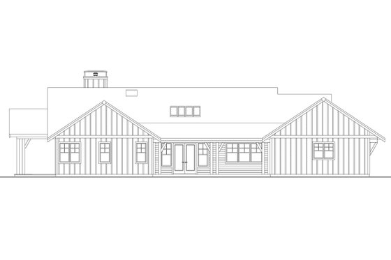 Exterior - Rear Elevation 1 for Farmhouse House Plan #124-1363 - 2 bed, 3 bath
