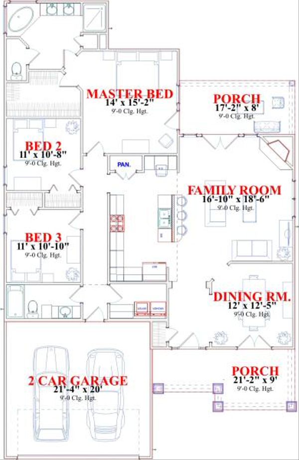 Cottage Floor Plan - Main Floor Plan #63-134
