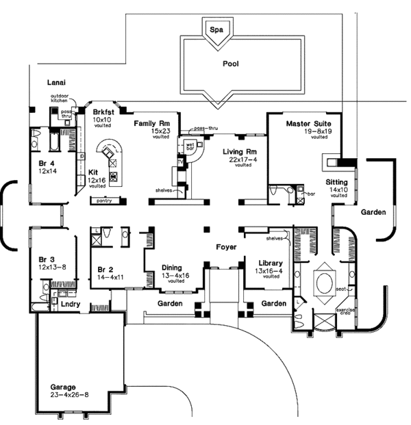 House Plan Design - Mediterranean Floor Plan - Main Floor Plan #320-955