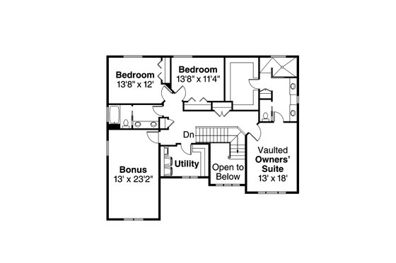 Floor Plan - Upper Floor for Craftsman House Plan #124-940 - 3 bed, 2.5 bath