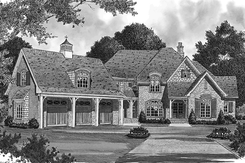Architectural House Design - Exterior - Front Elevation 3 for Country House Plan #453-461 - 5 bed, 5.5 bath