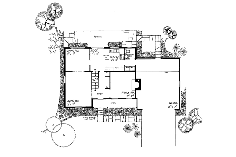 Dream House Plan - Floor Plan - Main Floor for Country House Plan #72-659 - 4 bed, 2.5 bath