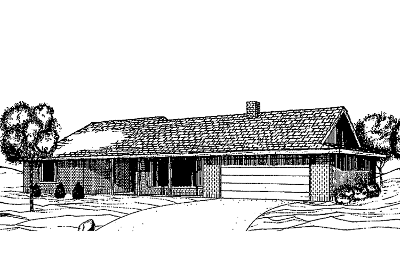 House Blueprint - Exterior - Front Elevation 3 for Country House Plan #60-766 - 2 bed, 2 bath