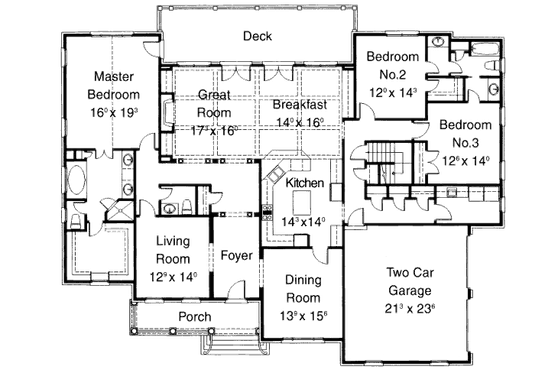 Floor Plan - Main Floor for Traditional House Plan #429-41 - 3 bed, 2.5 bath