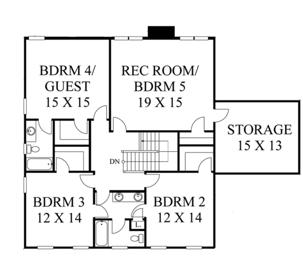 House Design - Colonial Floor Plan - Upper Floor Plan #1053-56