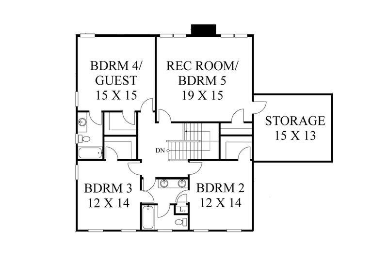 Home Plan - Floor Plan - Upper Floor for Colonial House Plan #1053-56 - 4 bed, 4.5 bath