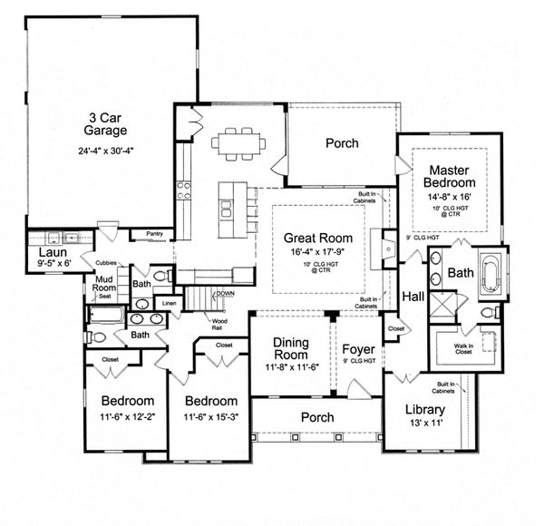 Home Plan - Craftsman Floor Plan - Main Floor Plan #46-838