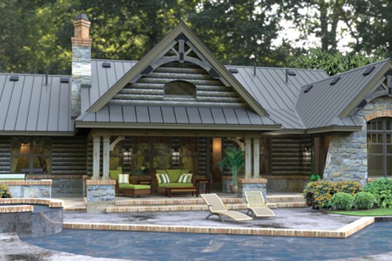 Exterior - Rear Elevation 1 for Bungalow House Plan #120-245 - 3 bed, 2.5 bath