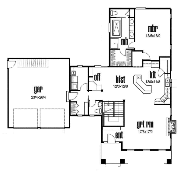 House Blueprint - Traditional Floor Plan - Main Floor Plan #435-17
