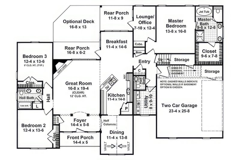 House Blueprint - Floor Plan - Main Floor for Country House Plan #21-546 - 3 bed, 2.5 bath