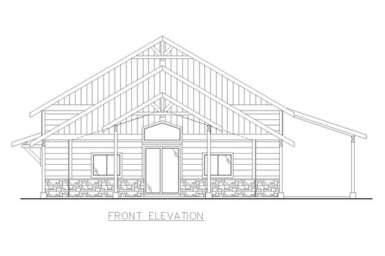 Exterior - Front Elevation 3 for Craftsman House Plan #117-999 - 1 bed, 2 bath
