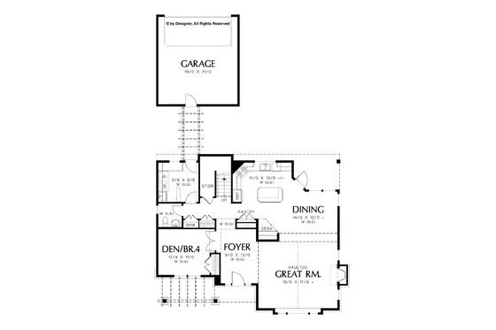 Floor Plan - Main Floor for Craftsman House Plan #48-873 - 4 bed, 2.5 bath