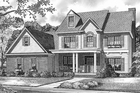 Exterior - Front Elevation 3 for European House Plan #17-2762 - 4 bed, 3 bath