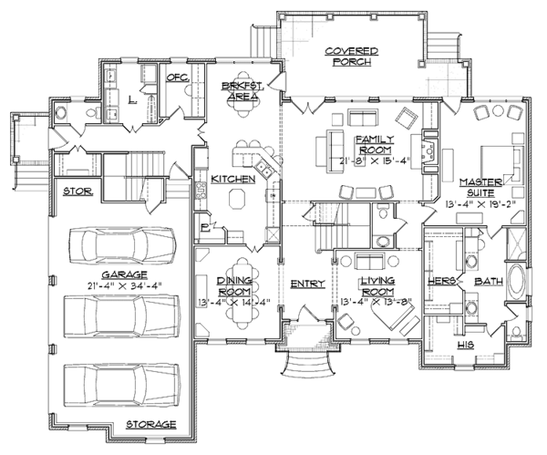 Home Plan - Colonial Floor Plan - Main Floor Plan #1054-18