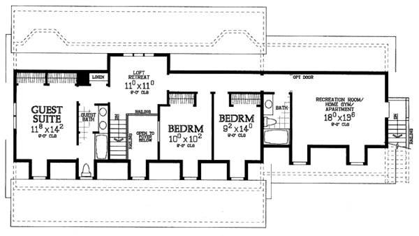 Dream House Plan - Country Floor Plan - Upper Floor Plan #72-1053