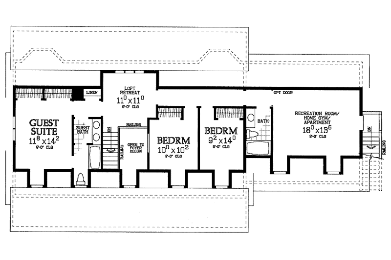 Home Plan - Floor Plan - Upper Floor for Country House Plan #72-1053 - 4 bed, 3.5 bath
